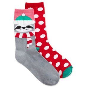 5/$15 Women's Cozy Crew Socks, 2-Pack Winter Sloth